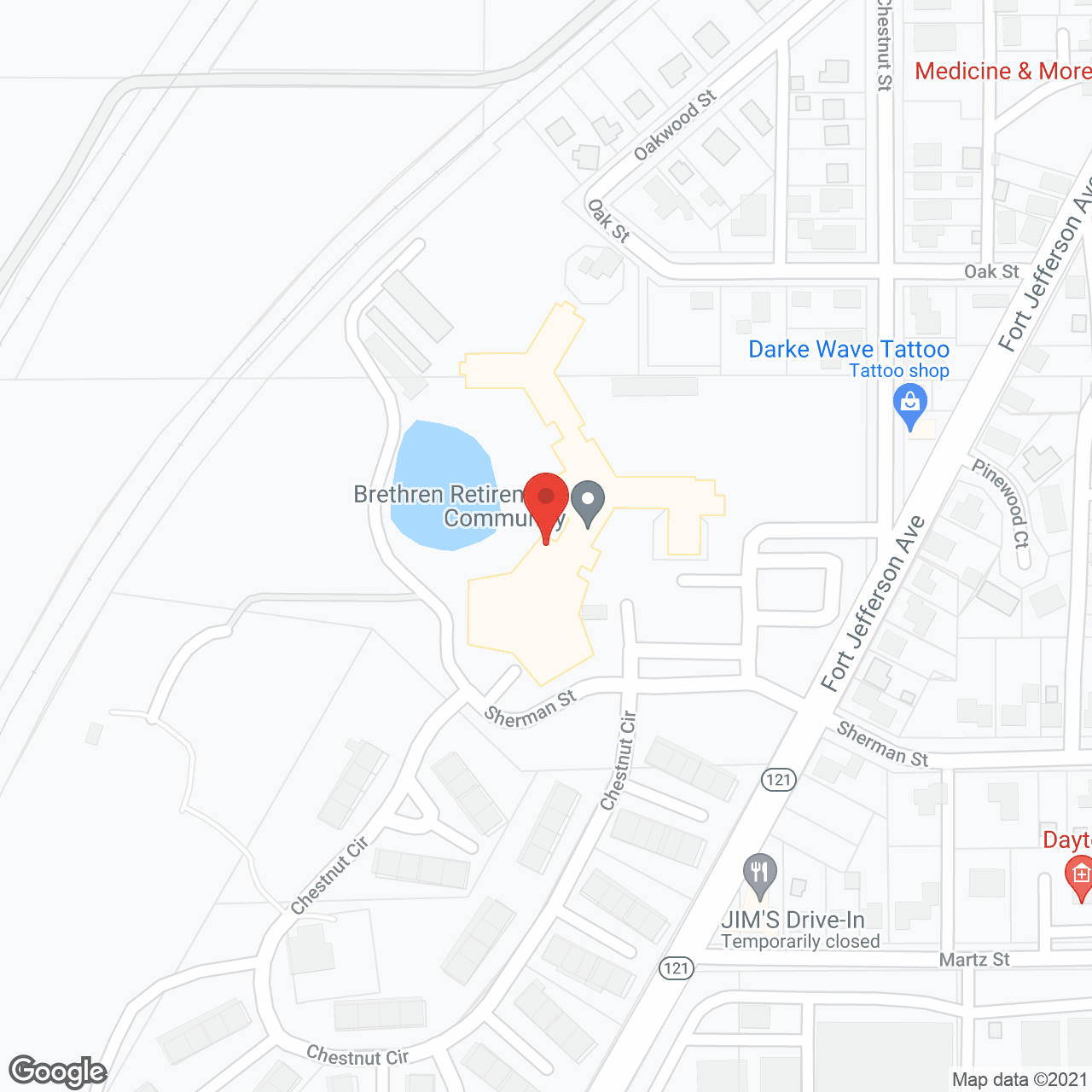 Map of the neighborhood around Brethren Retirement Community