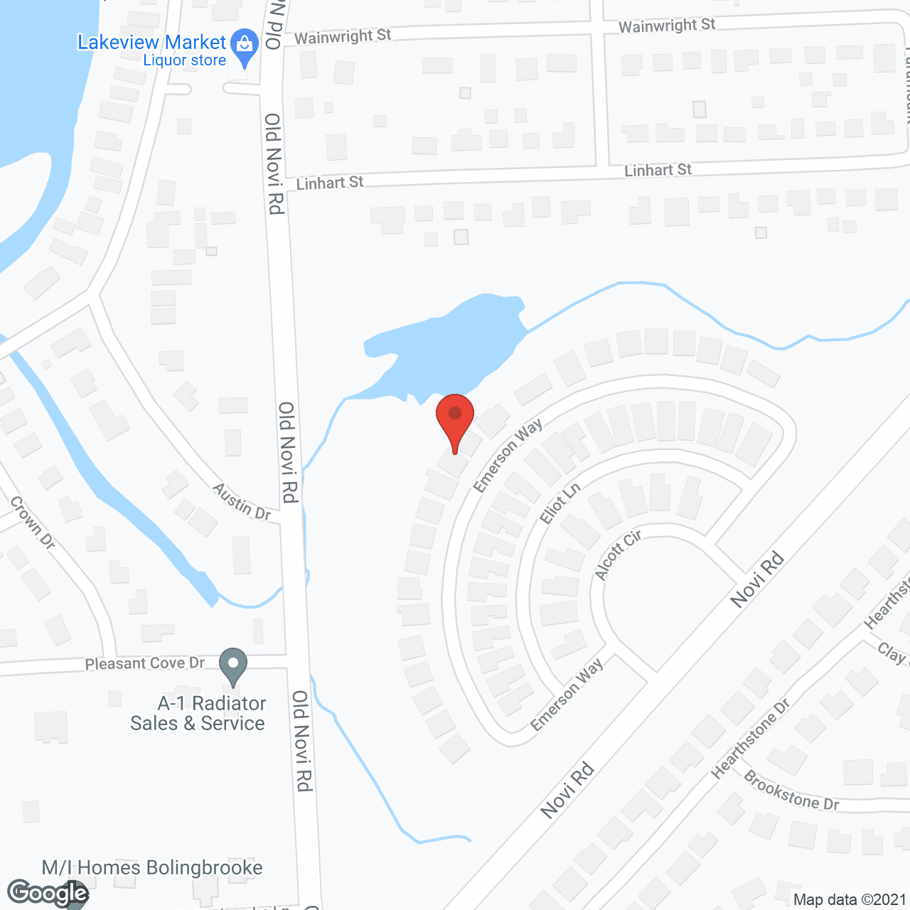 Map of the neighborhood around StoryPoint Novi