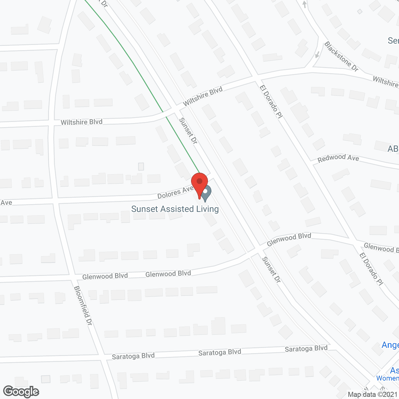 Map of the neighborhood around Sunset Assisted Living