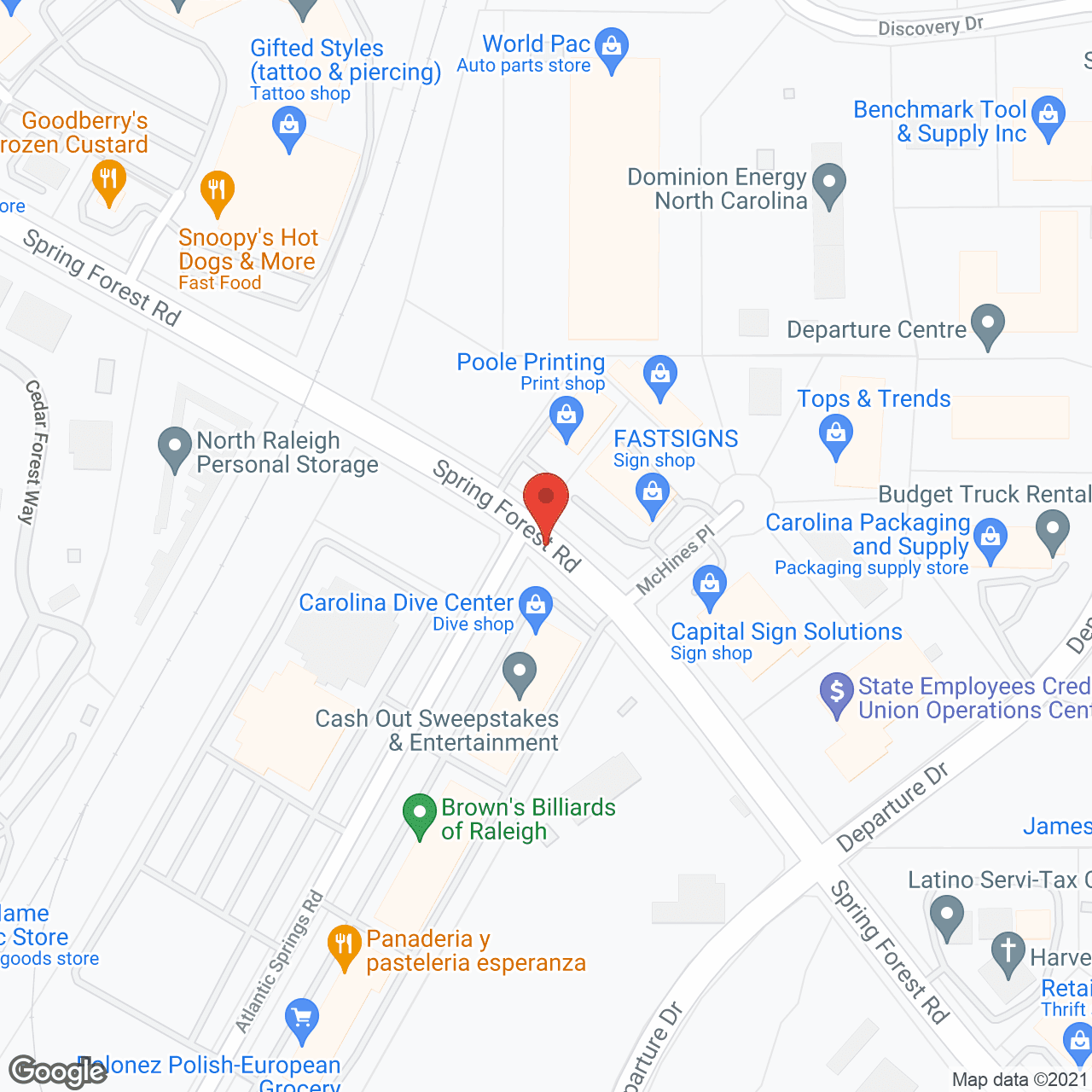 Map of the neighborhood around The Willows at Raleigh