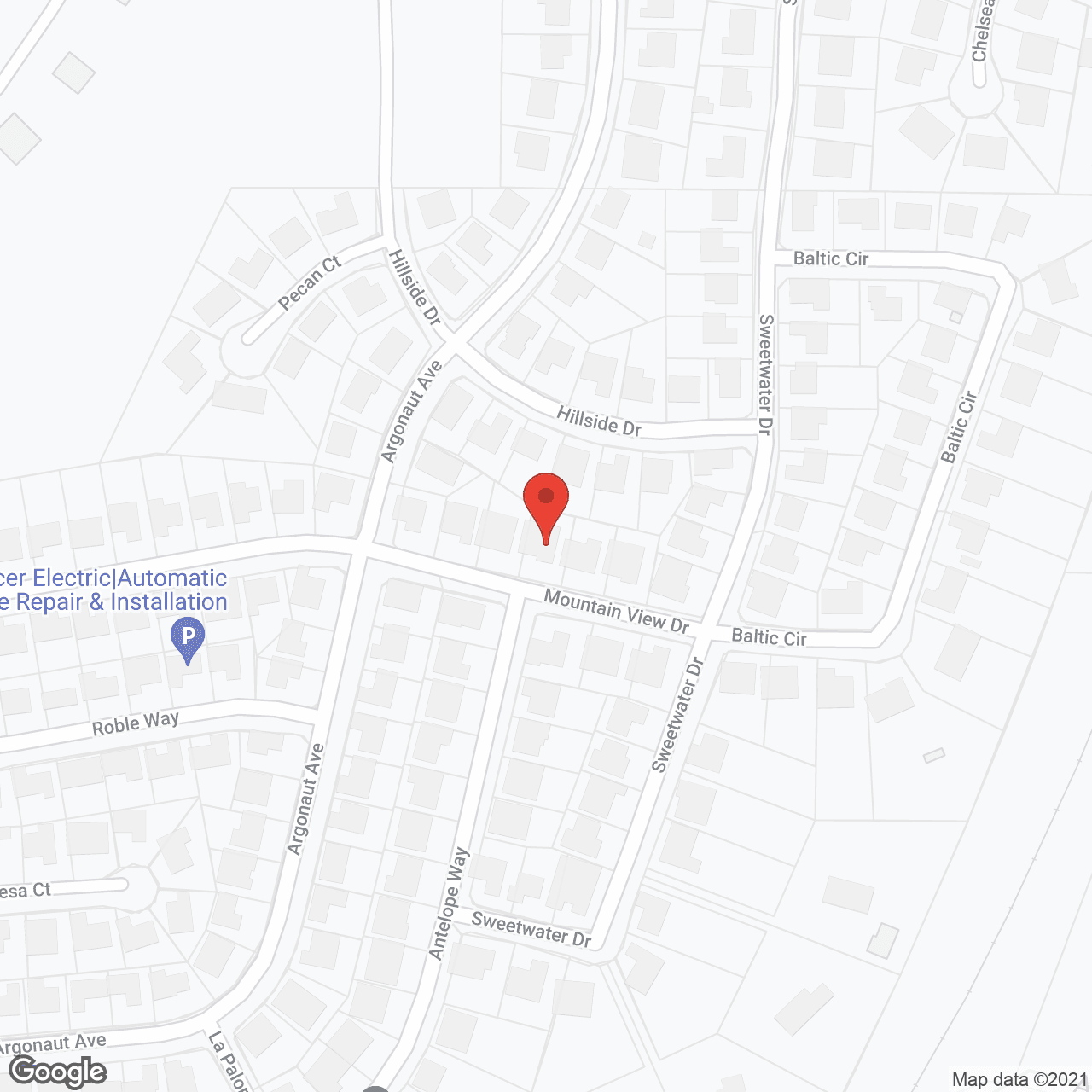 Map of the neighborhood around Mountain View Senior Care