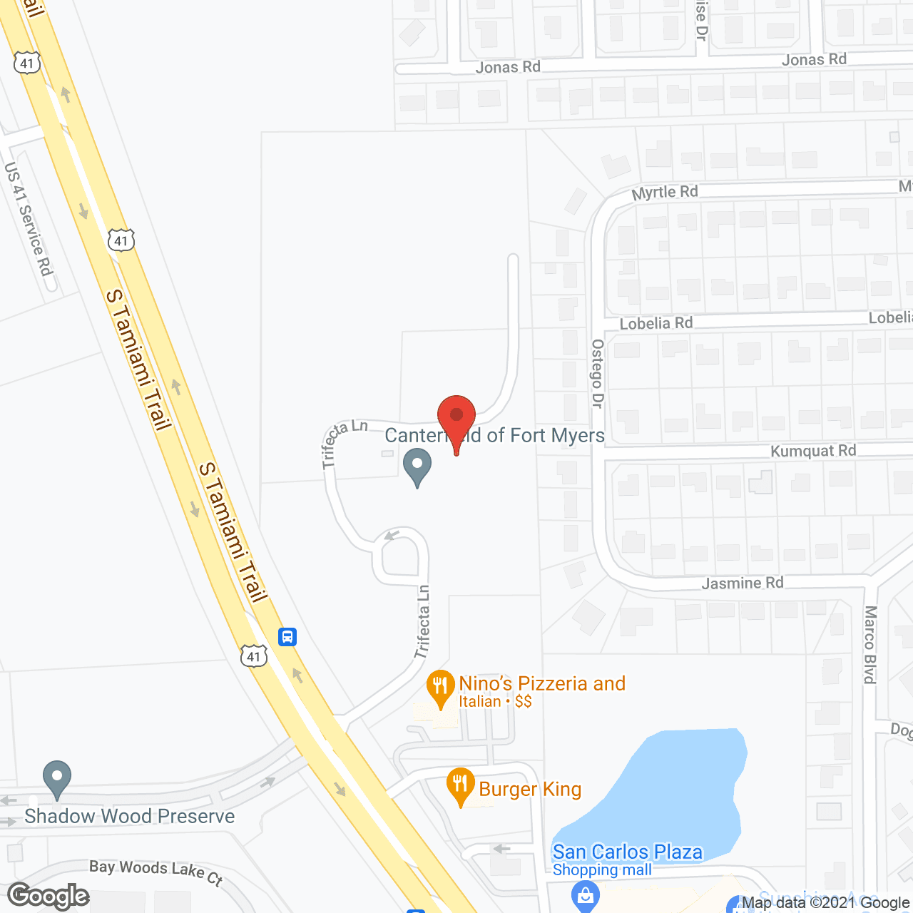 Map of the neighborhood around Canterfield of Fort Myers