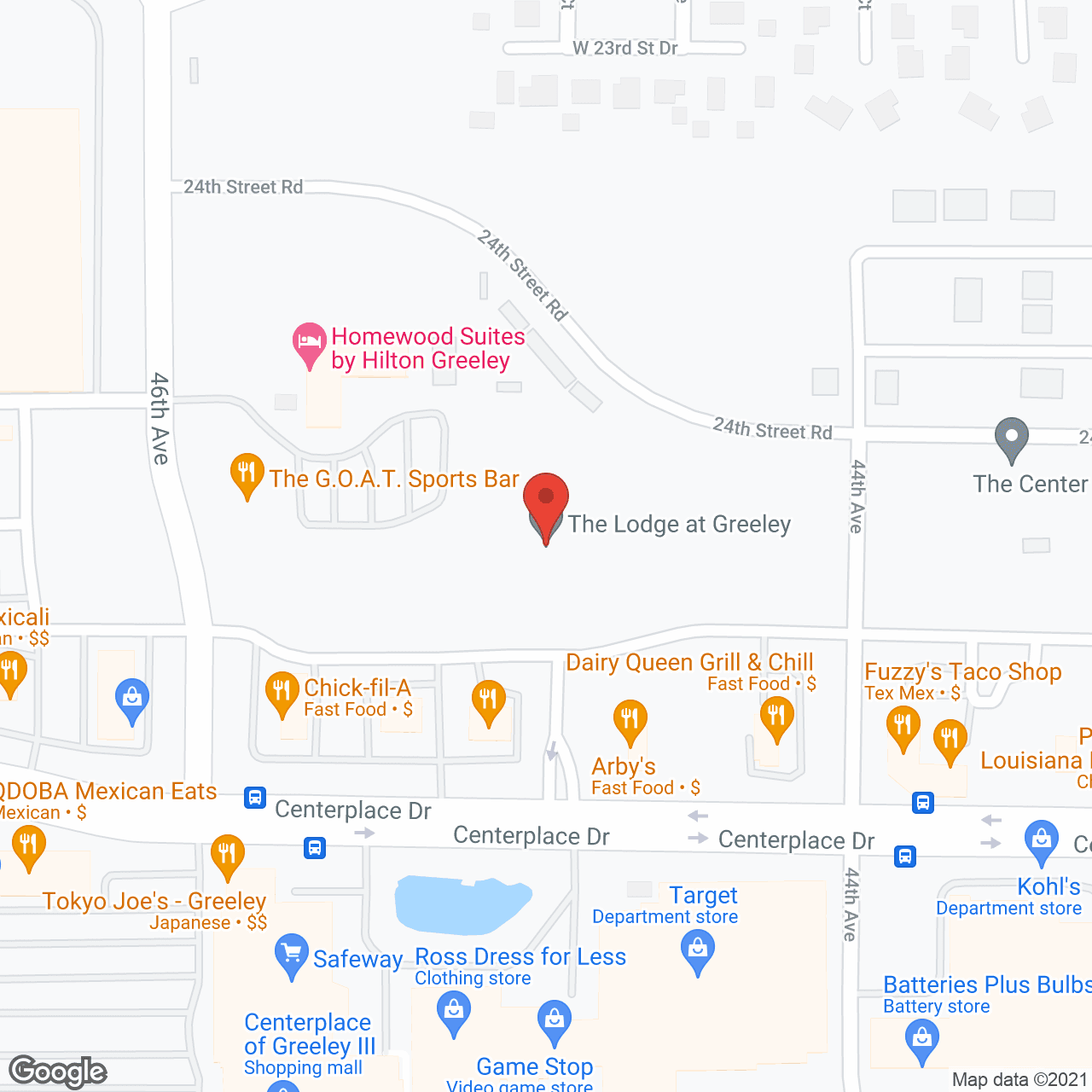 Map of the neighborhood around The Lodge at Greeley