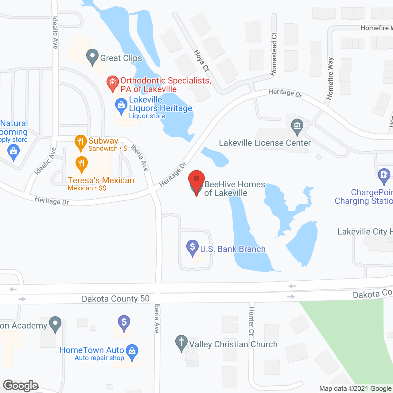 Map of the neighborhood around Beehive Homes of Lakeville