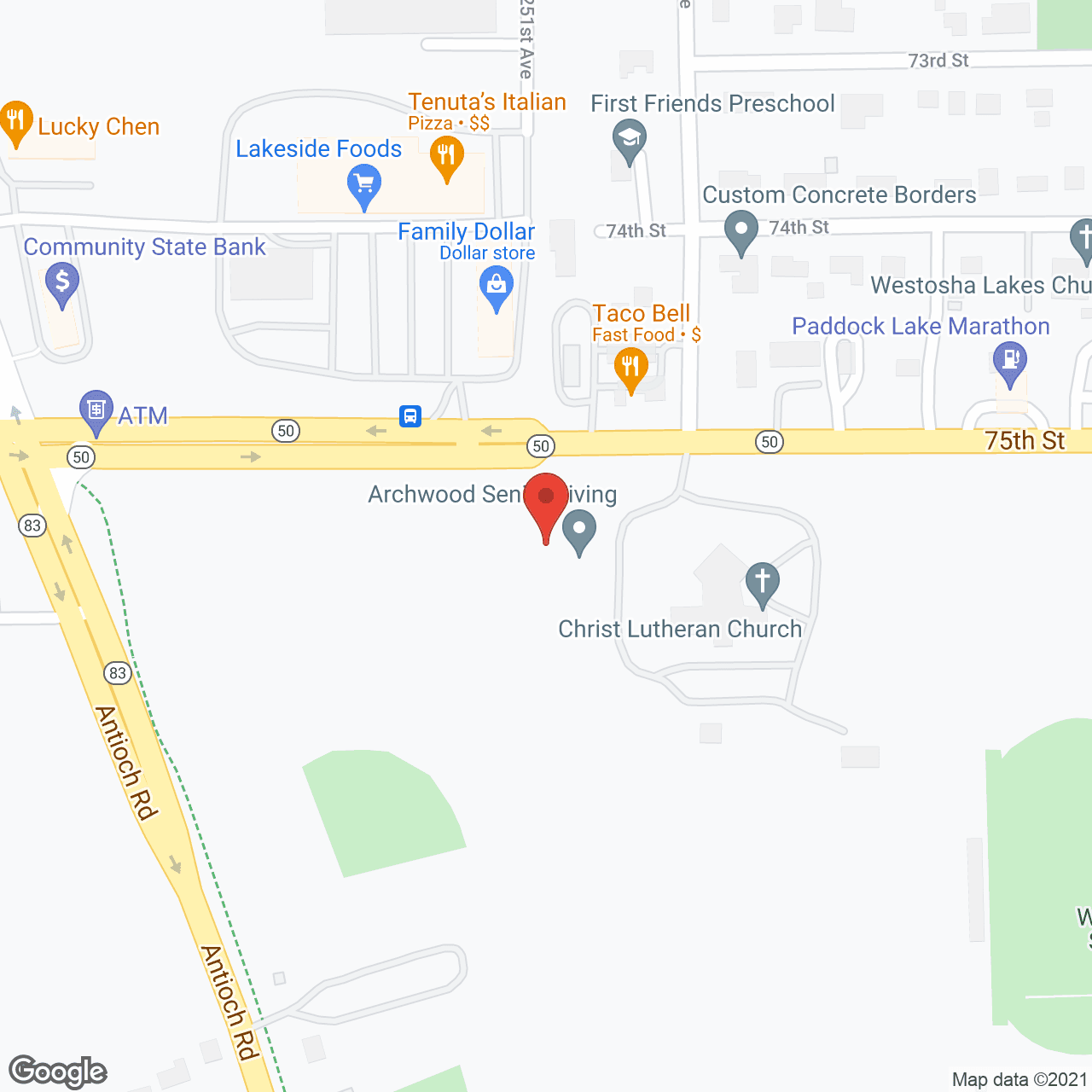 Map of the neighborhood around Archwood East