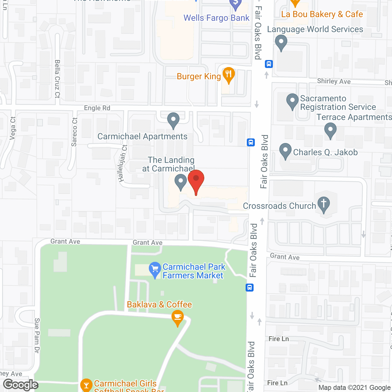 Map of the neighborhood around The Landing at Carmichael