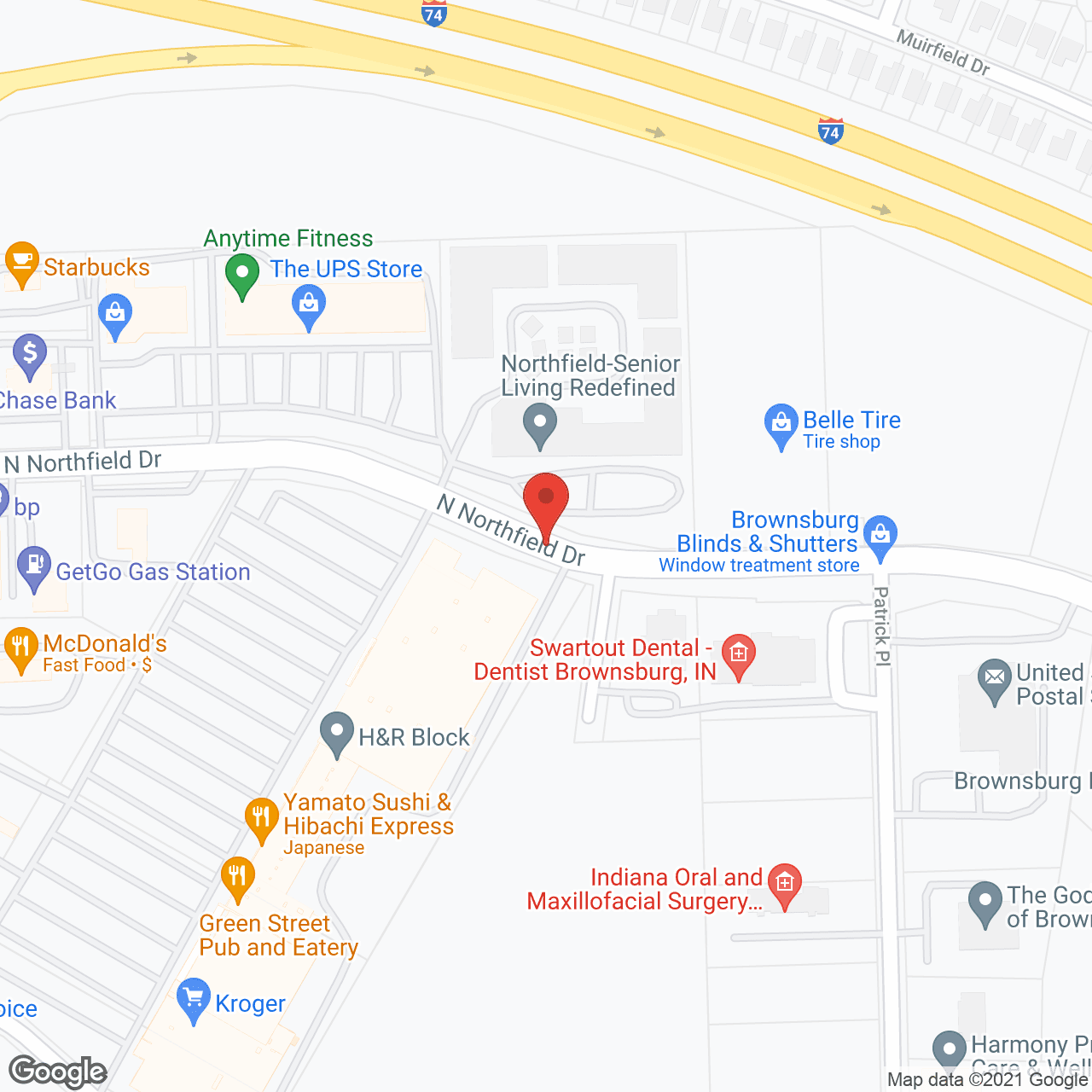 Map of the neighborhood around The Oaks at Brownsburg