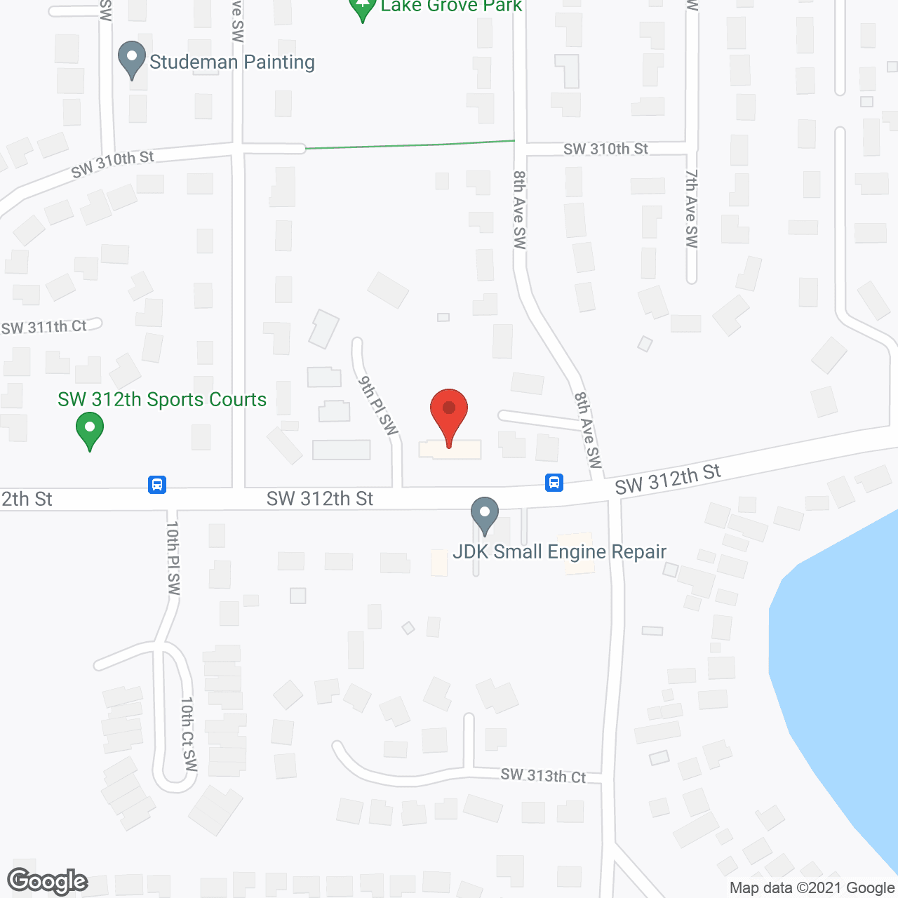 Map of the neighborhood around Mirror Lake Village Senior Living Community