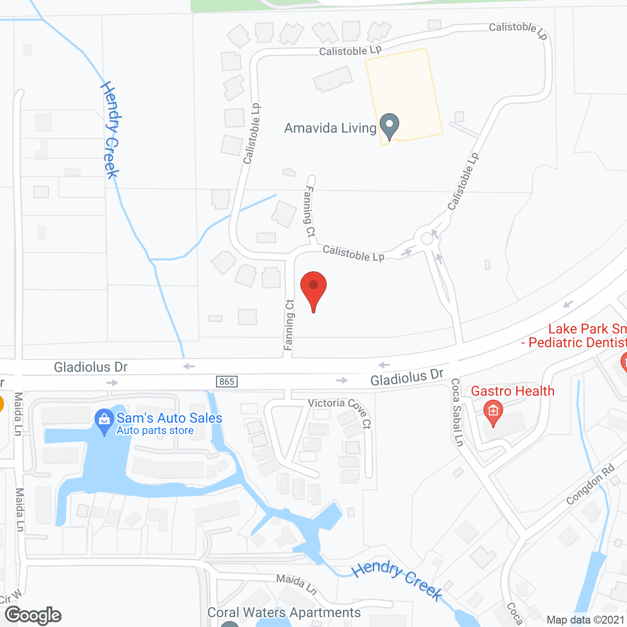 Map of the neighborhood around Amavida at Lakes Park