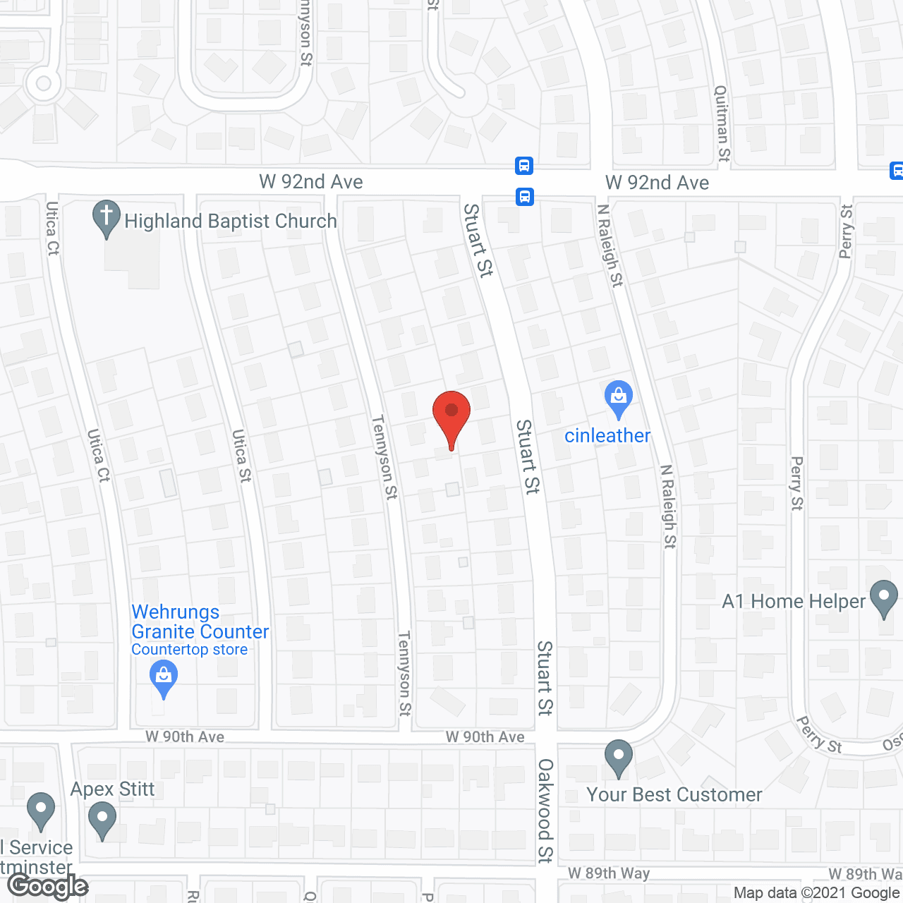 Map of the neighborhood around Hyland Hills