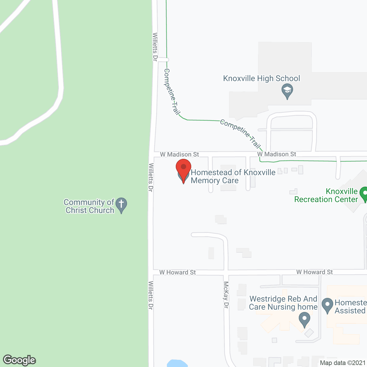 Map of the neighborhood around Homestead of Knoxville Memory Care
