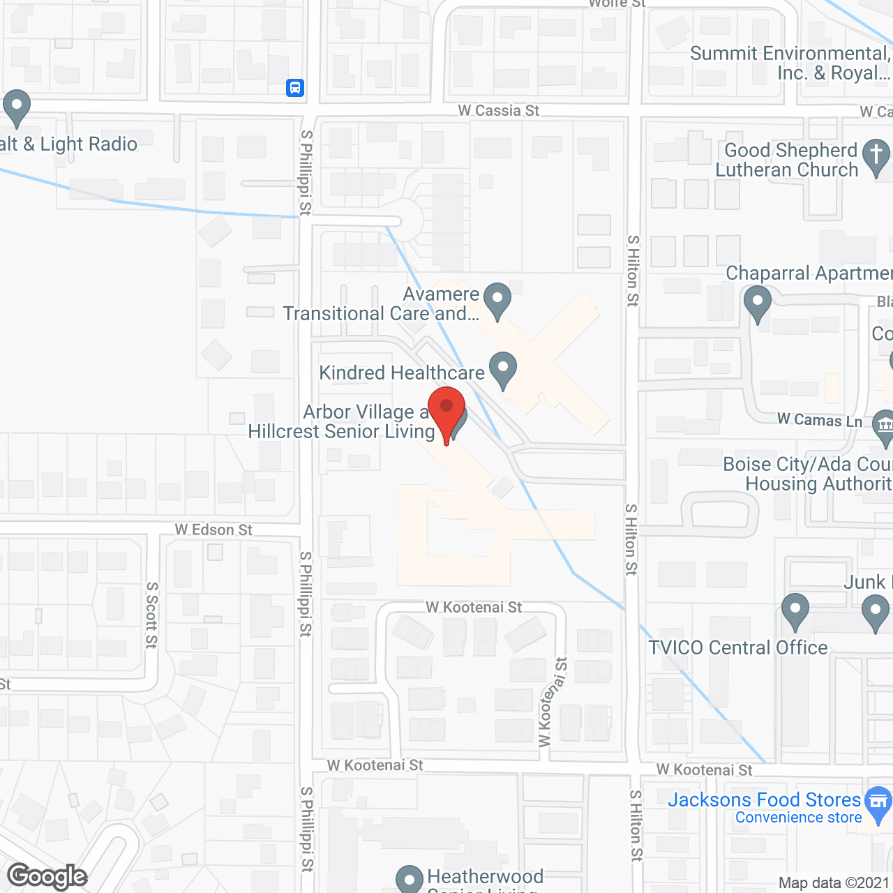 Map of the neighborhood around Arbor Village at Hillcrest