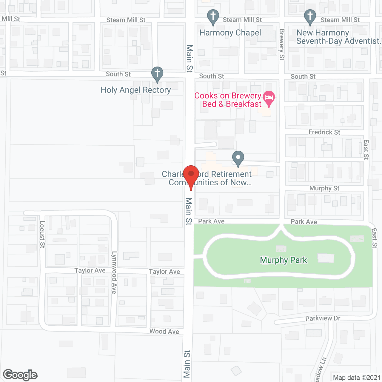 Map of the neighborhood around Charles Ford Retirement Communities of New Harmony