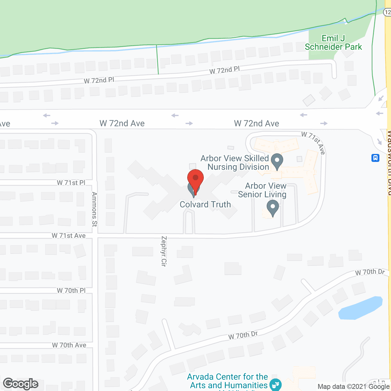 Map of the neighborhood around Arbor View Senior Living