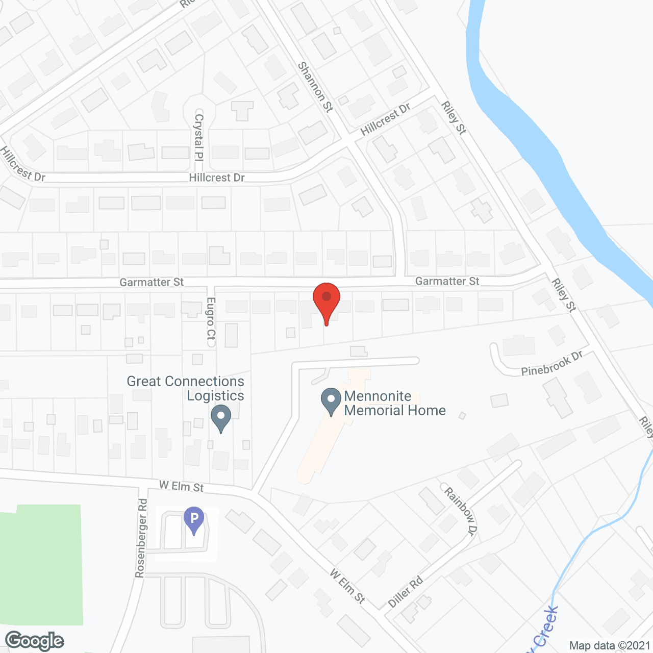 Map of the neighborhood around Mennonite Memorial Home