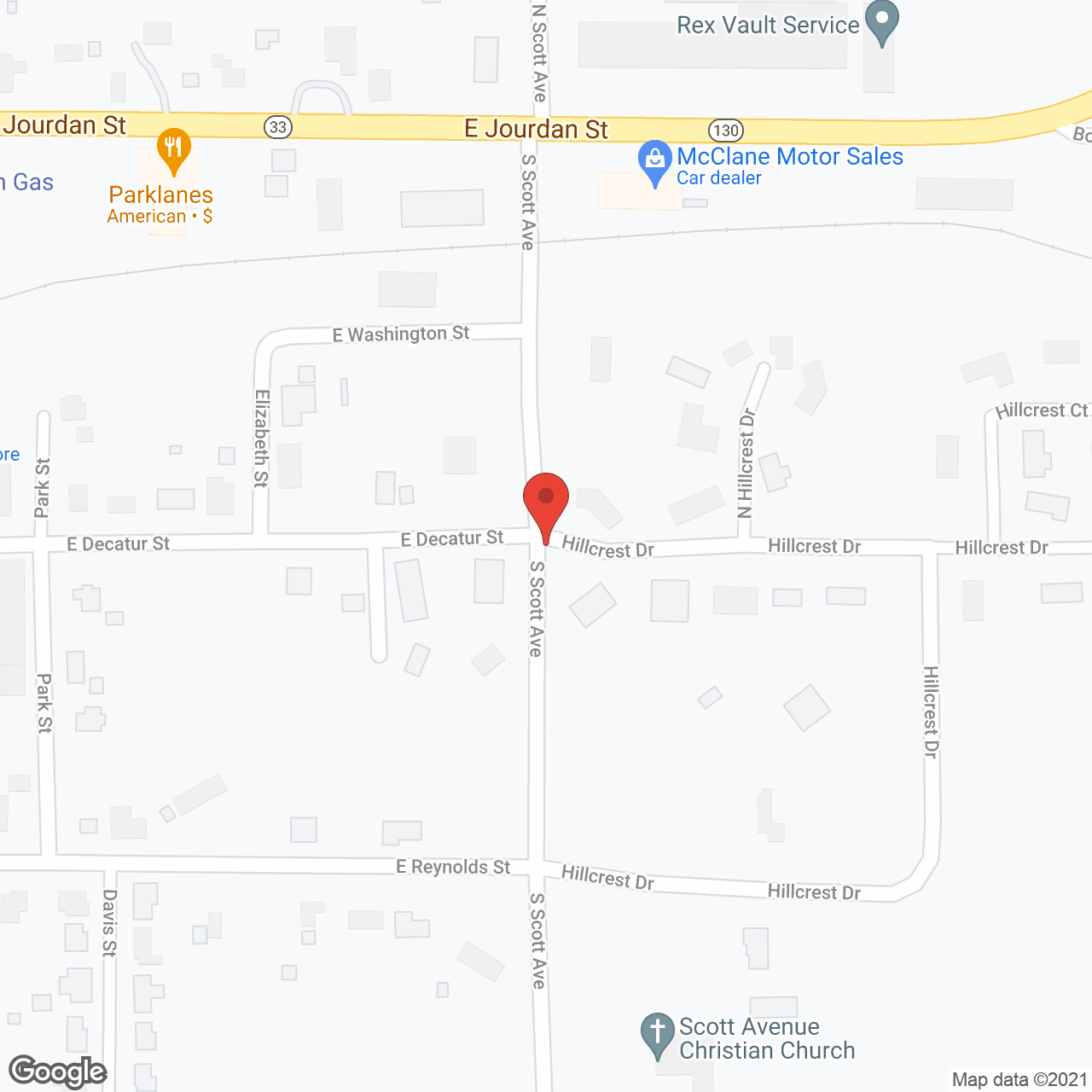 Map of the neighborhood around Newton Care Center