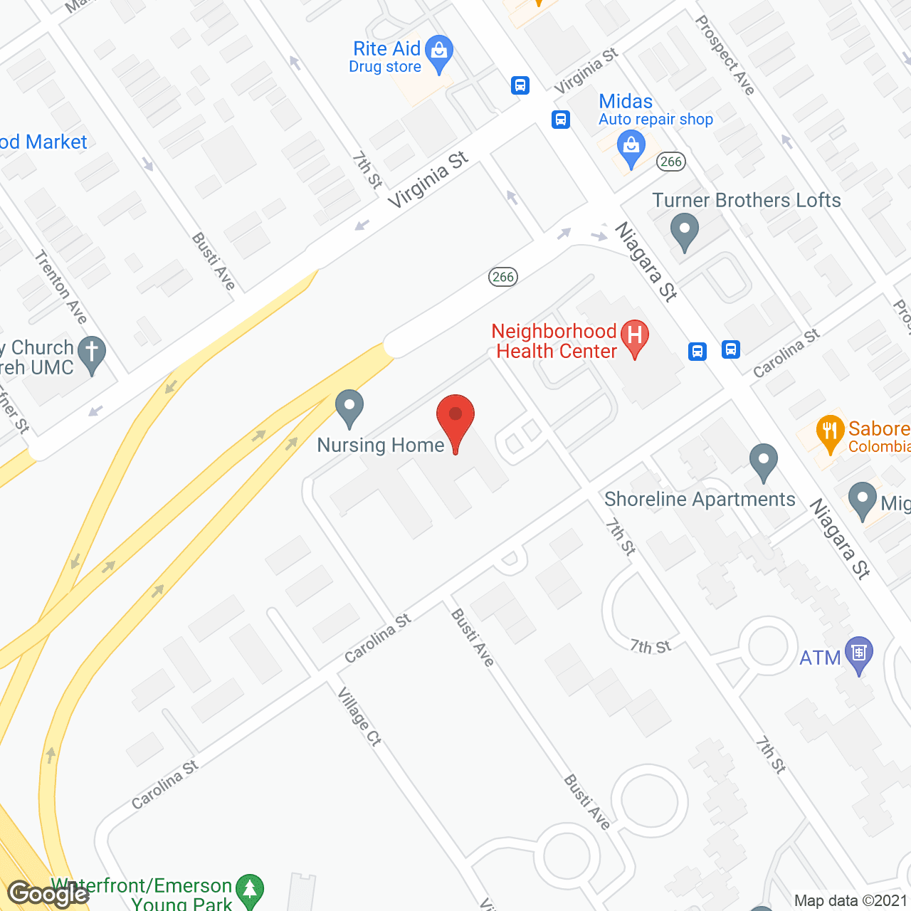 Map of the neighborhood around Ellicott Center for Rehabilitation and Nursing