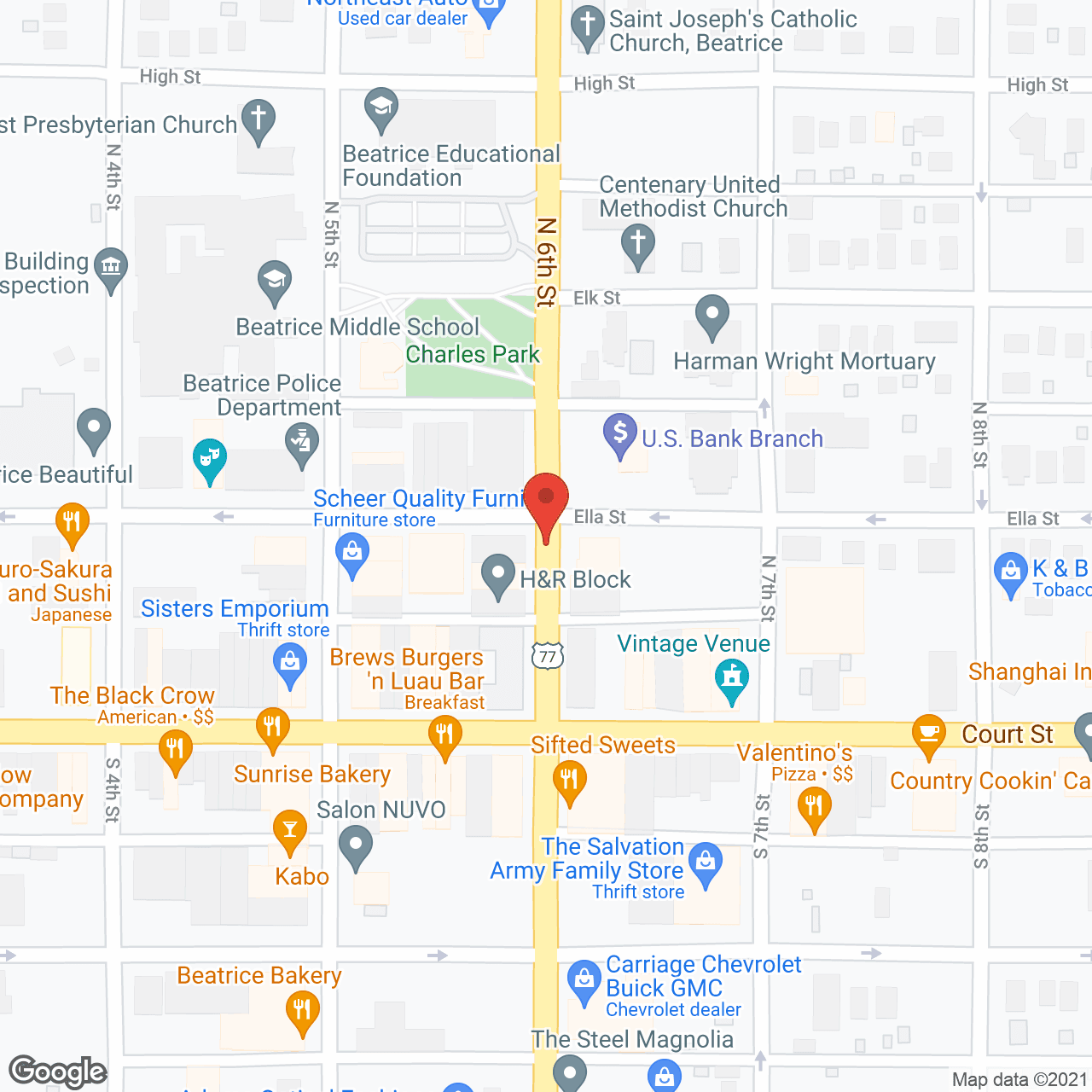 Map of the neighborhood around The Kensington Beatrice