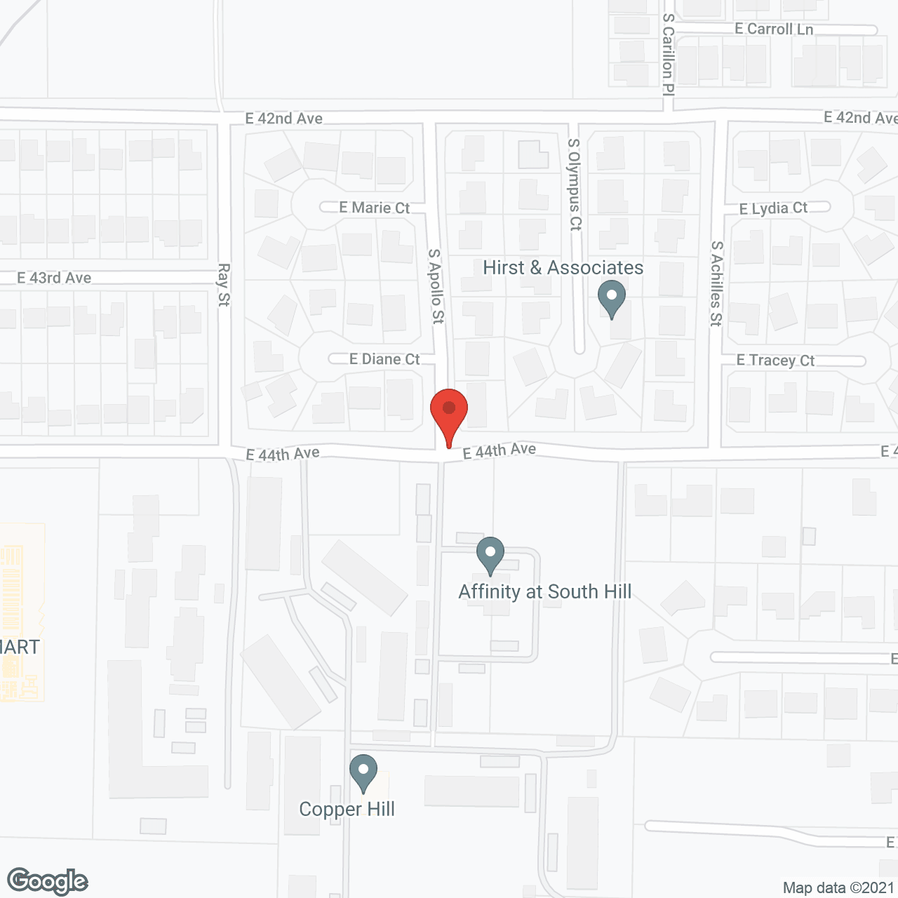 Map of the neighborhood around Affinity at South Hill