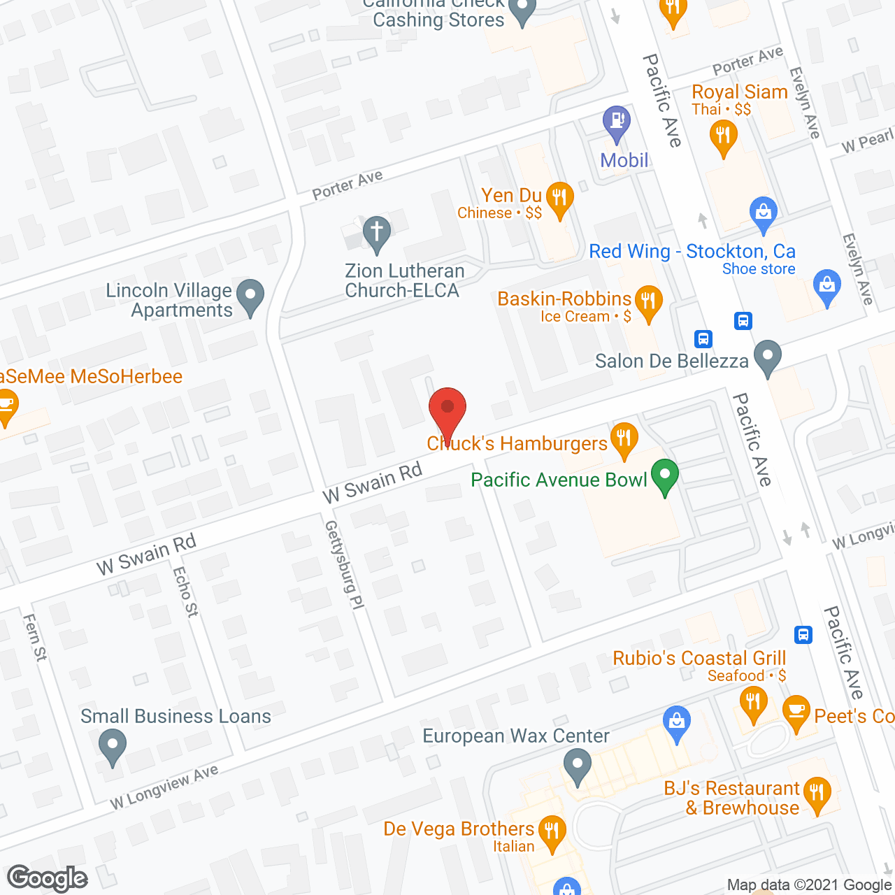 Map of the neighborhood around Sunny Place of Stockton
