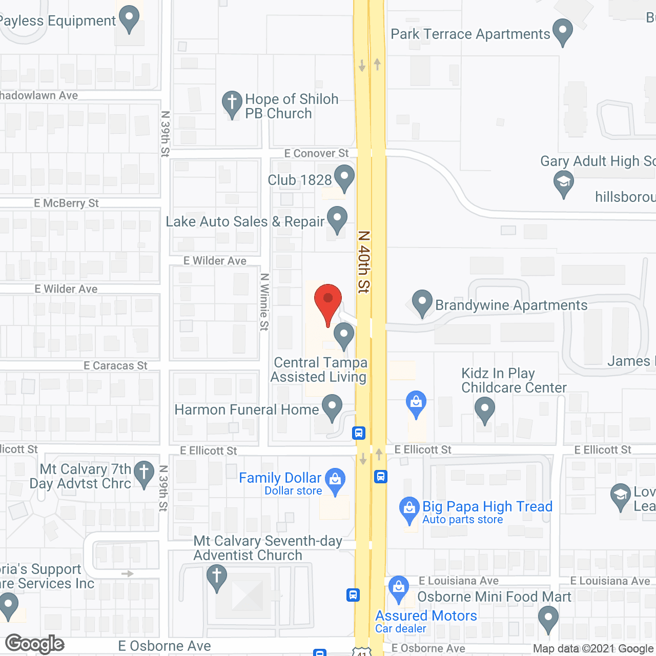 Map of the neighborhood around Best Care Senior Living at Central Tampa