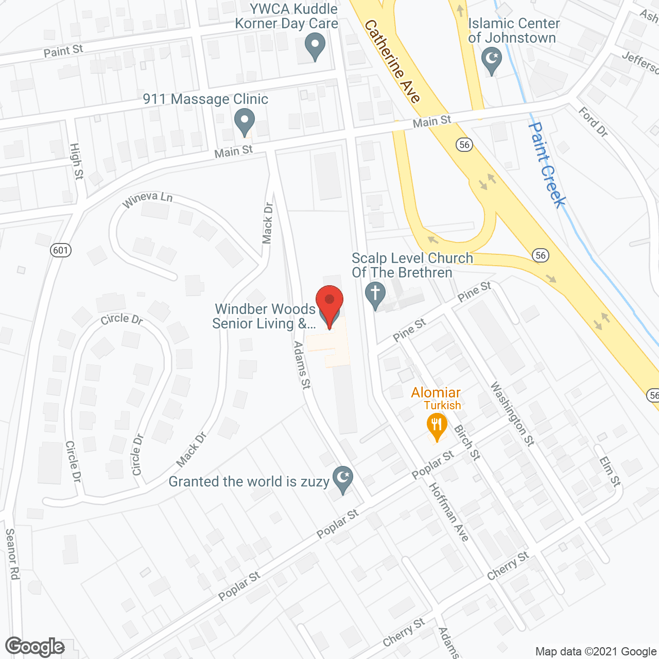 Map of the neighborhood around Windber Woods Senior Living & Rehabilitation Center