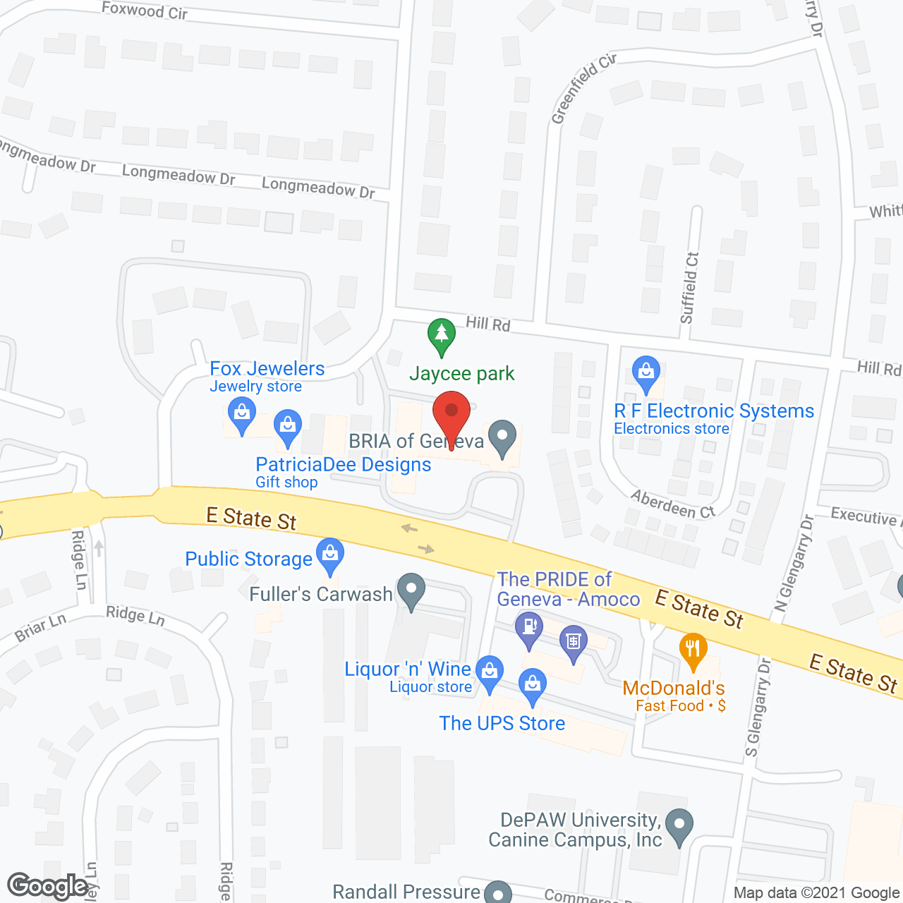 Map of the neighborhood around BRIA Health Services of Geneva