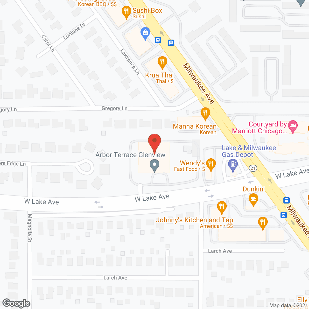 Map of the neighborhood around Arbor Terrace Glenview