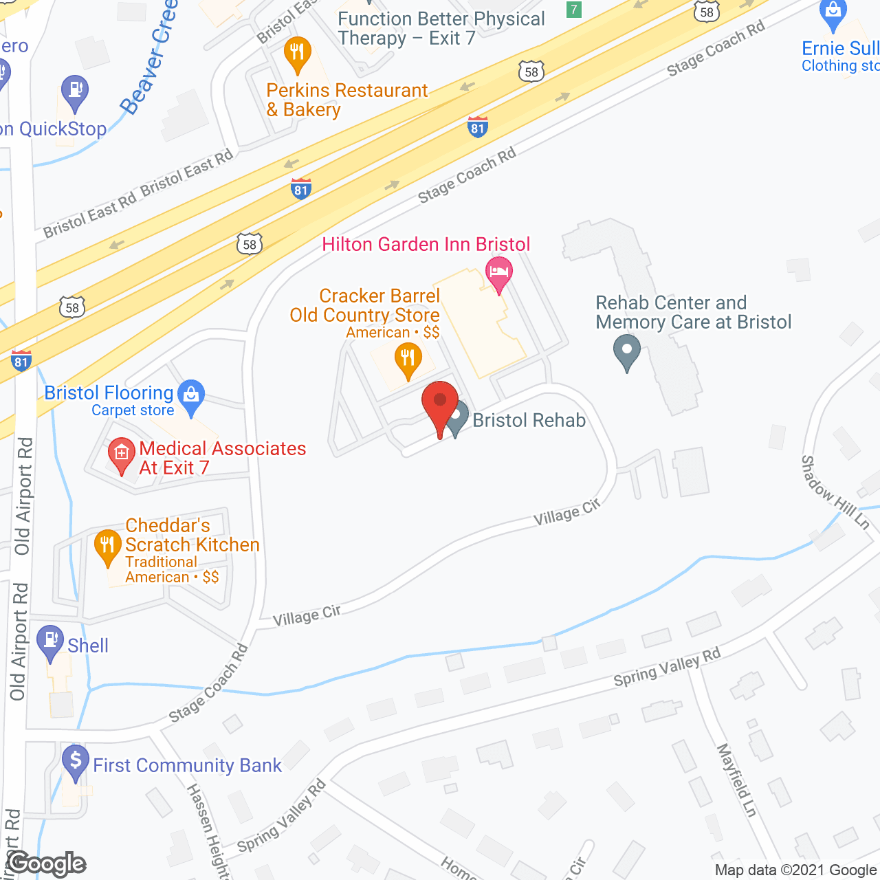 Map of the neighborhood around The Rehab Center and Memory Care at Bristol