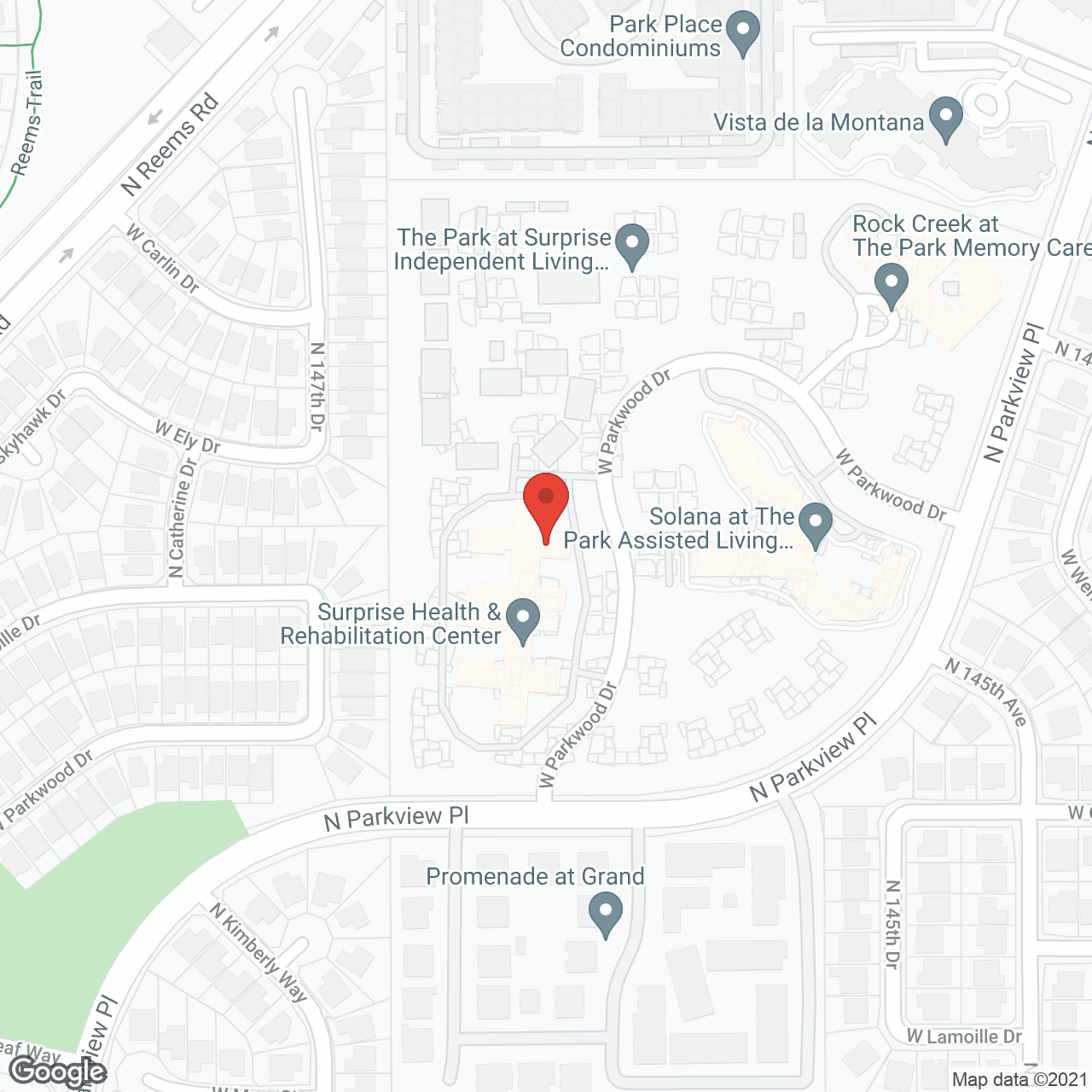 Map of the neighborhood around The Park at Surprise