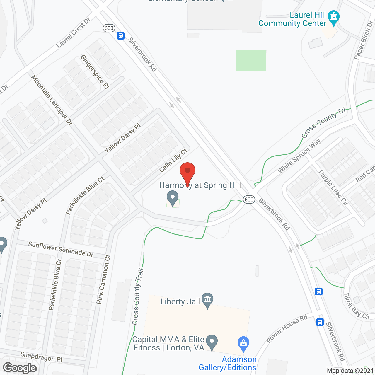Map of the neighborhood around Harmony at Spring Hill