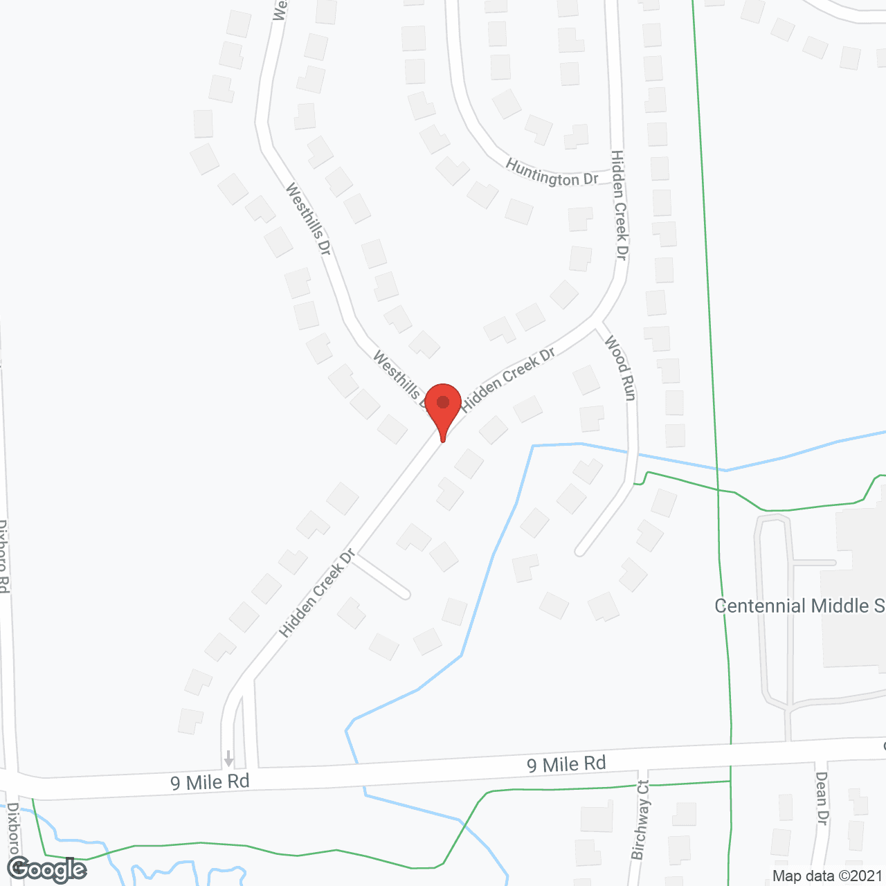 Map of the neighborhood around Blue Heron Pond