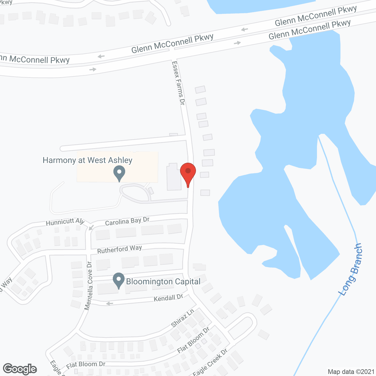 Map of the neighborhood around Harmony at West Ashley