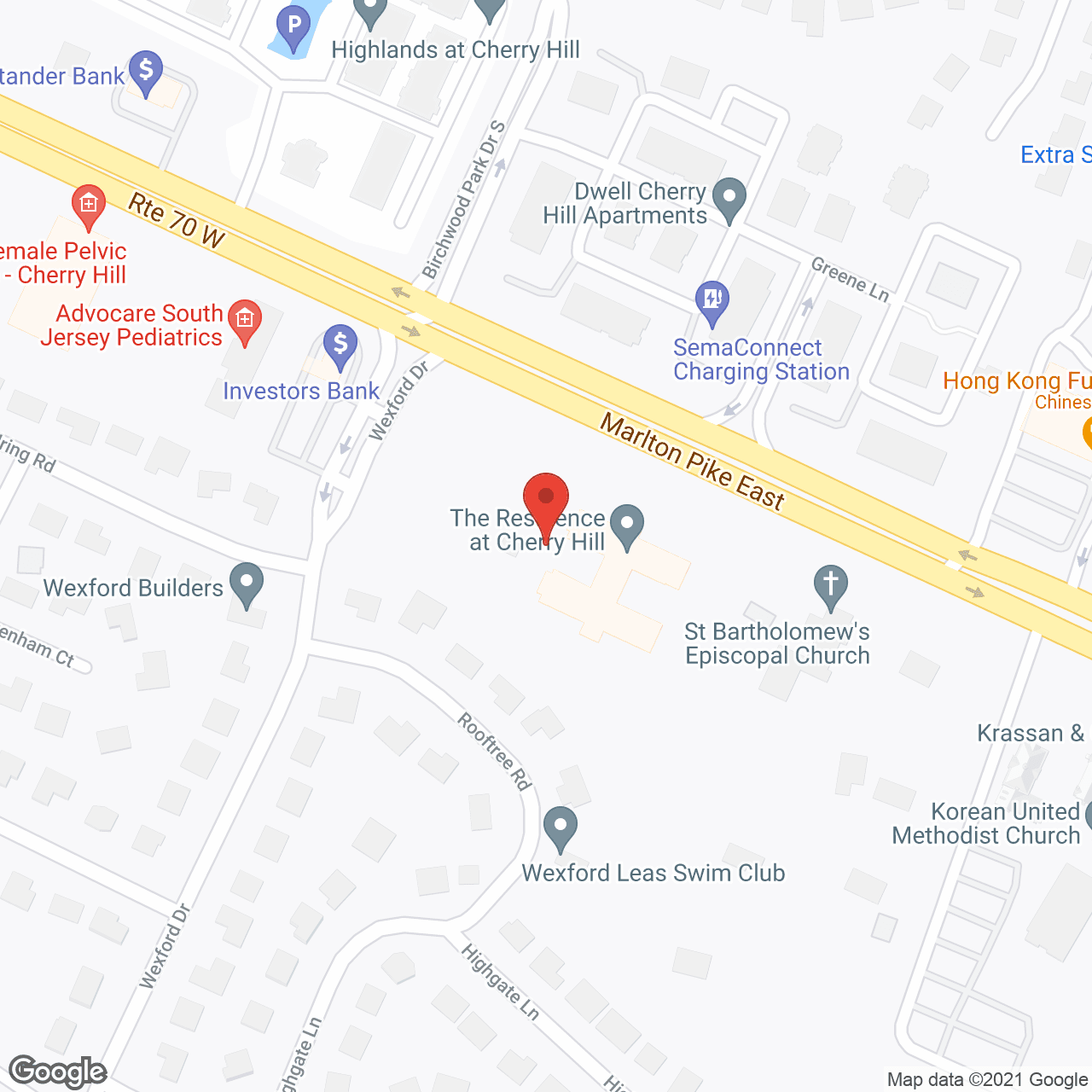 Map of the neighborhood around The Residence at Cherry Hill