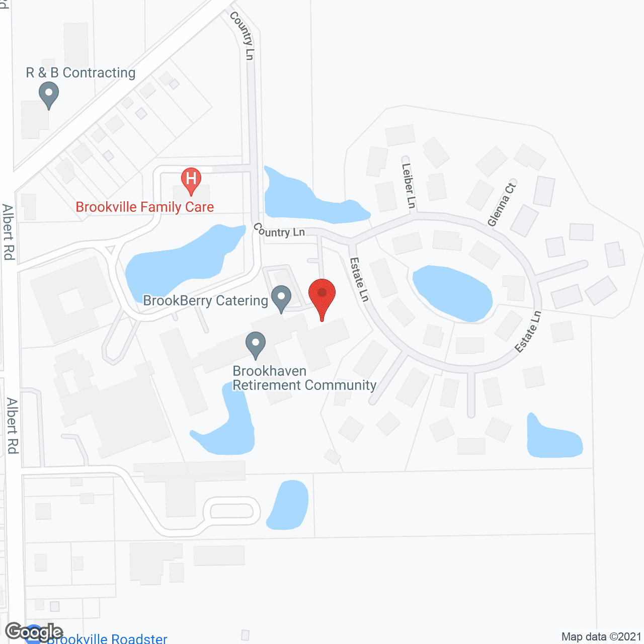 Map of the neighborhood around BrookHaven Retirement Community