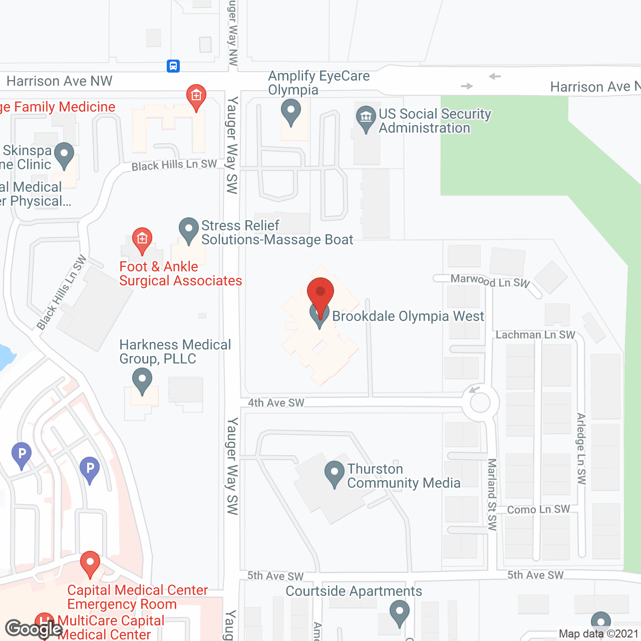Map of the neighborhood around Brookdale Olympia West