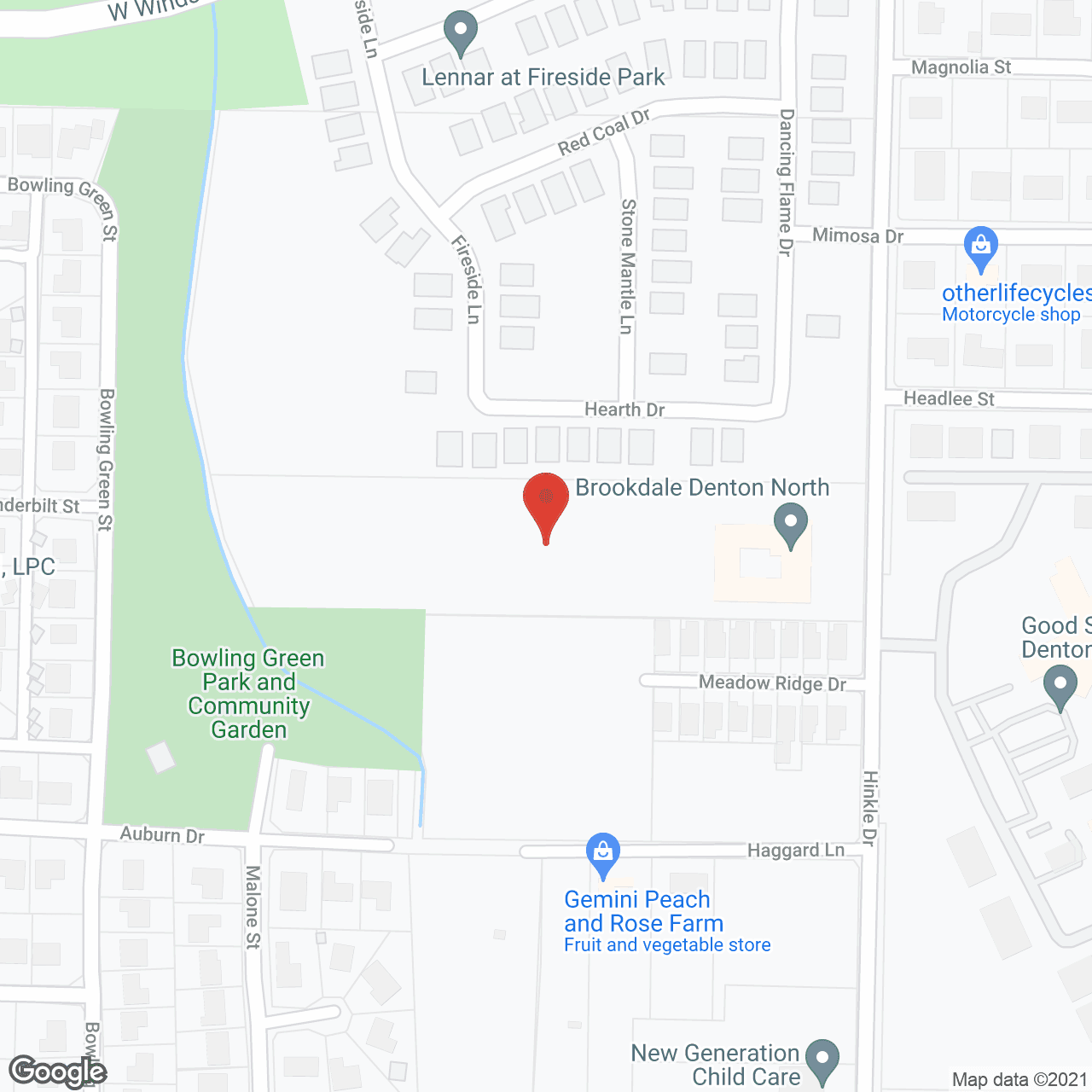 Map of the neighborhood around Brookdale Denton North
