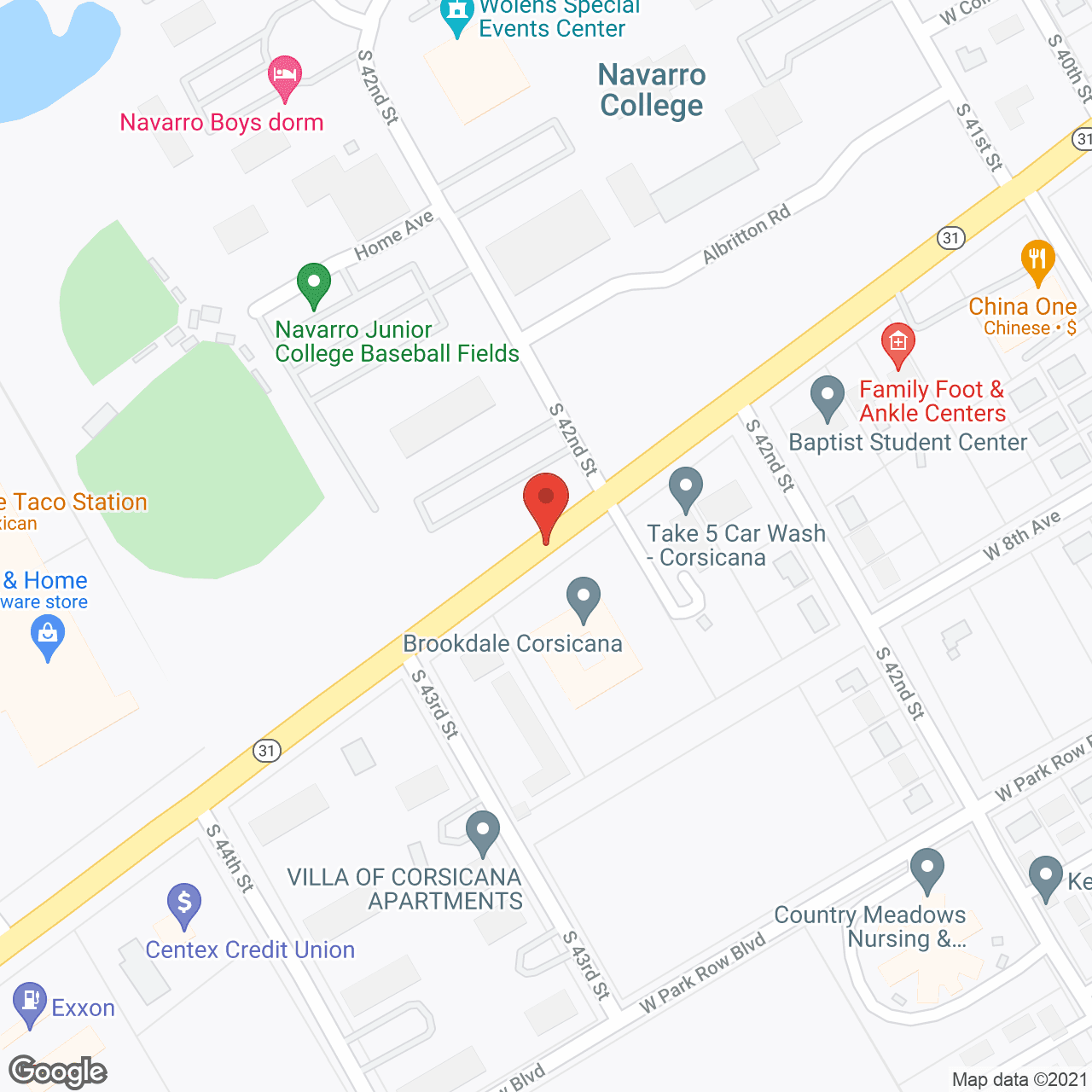 Map of the neighborhood around Brookdale Corsicana