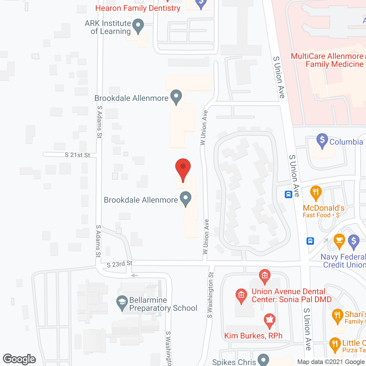 Map of the neighborhood around Brookdale Allenmore AL