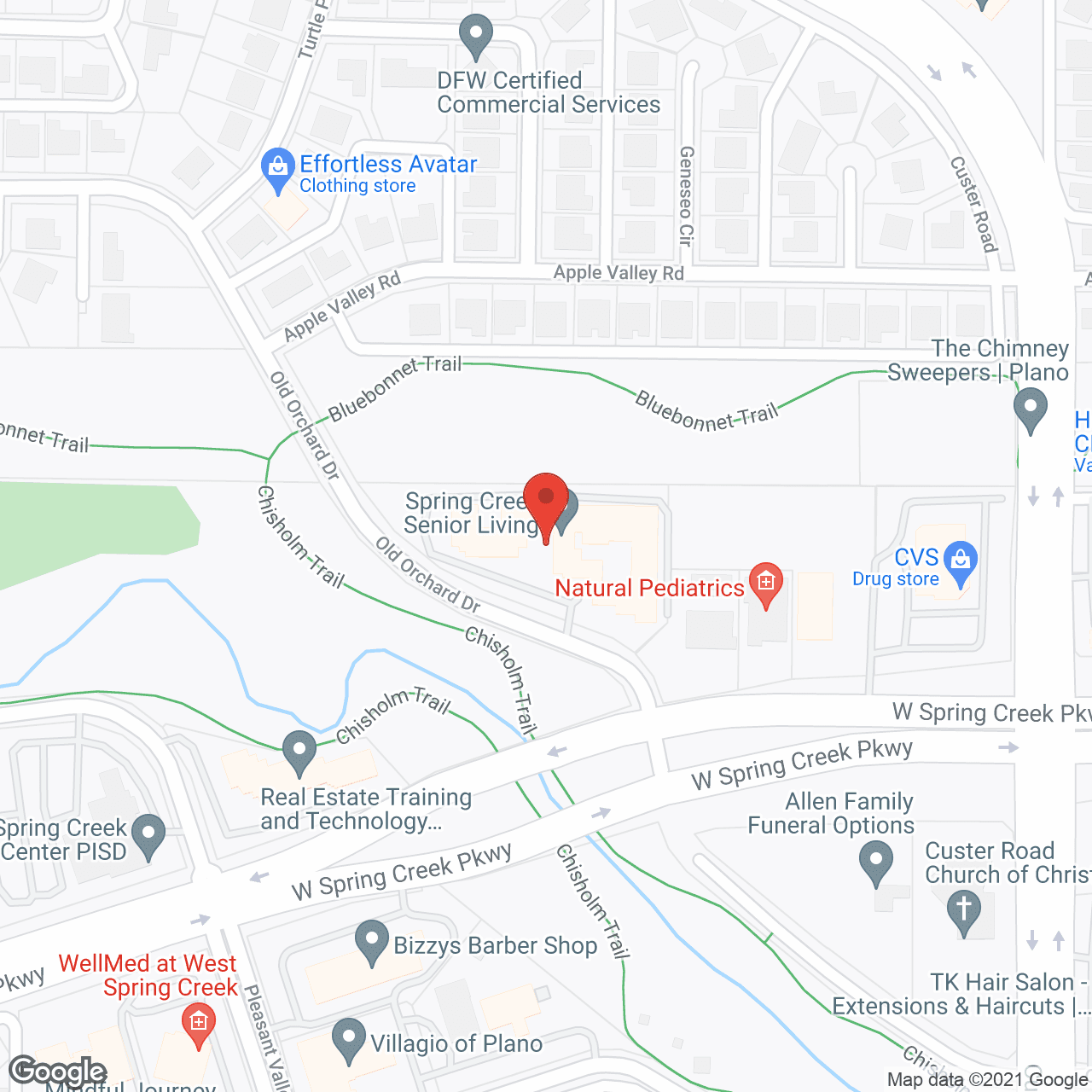Map of the neighborhood around Spring Creek Assisted Living