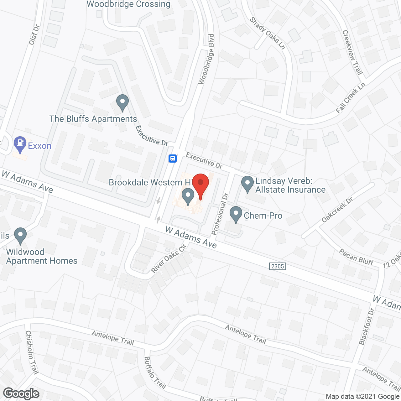 Map of the neighborhood around Brookdale Western Hills