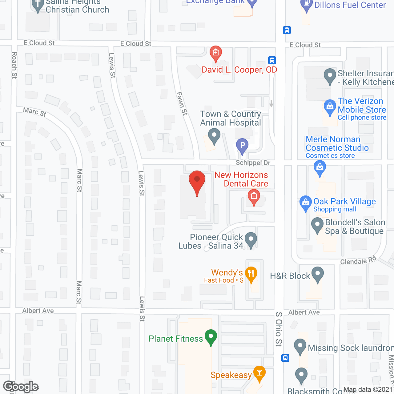 Map of the neighborhood around Arbor Court Retirement Community at Salina