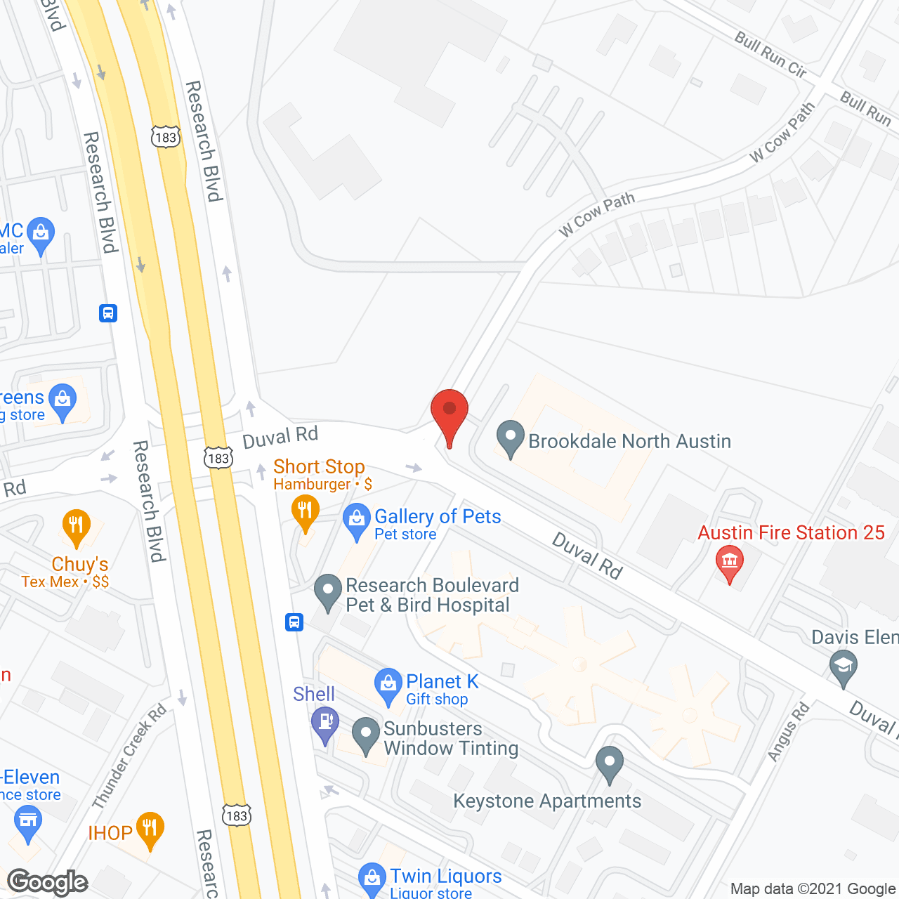Map of the neighborhood around Brookdale North Austin