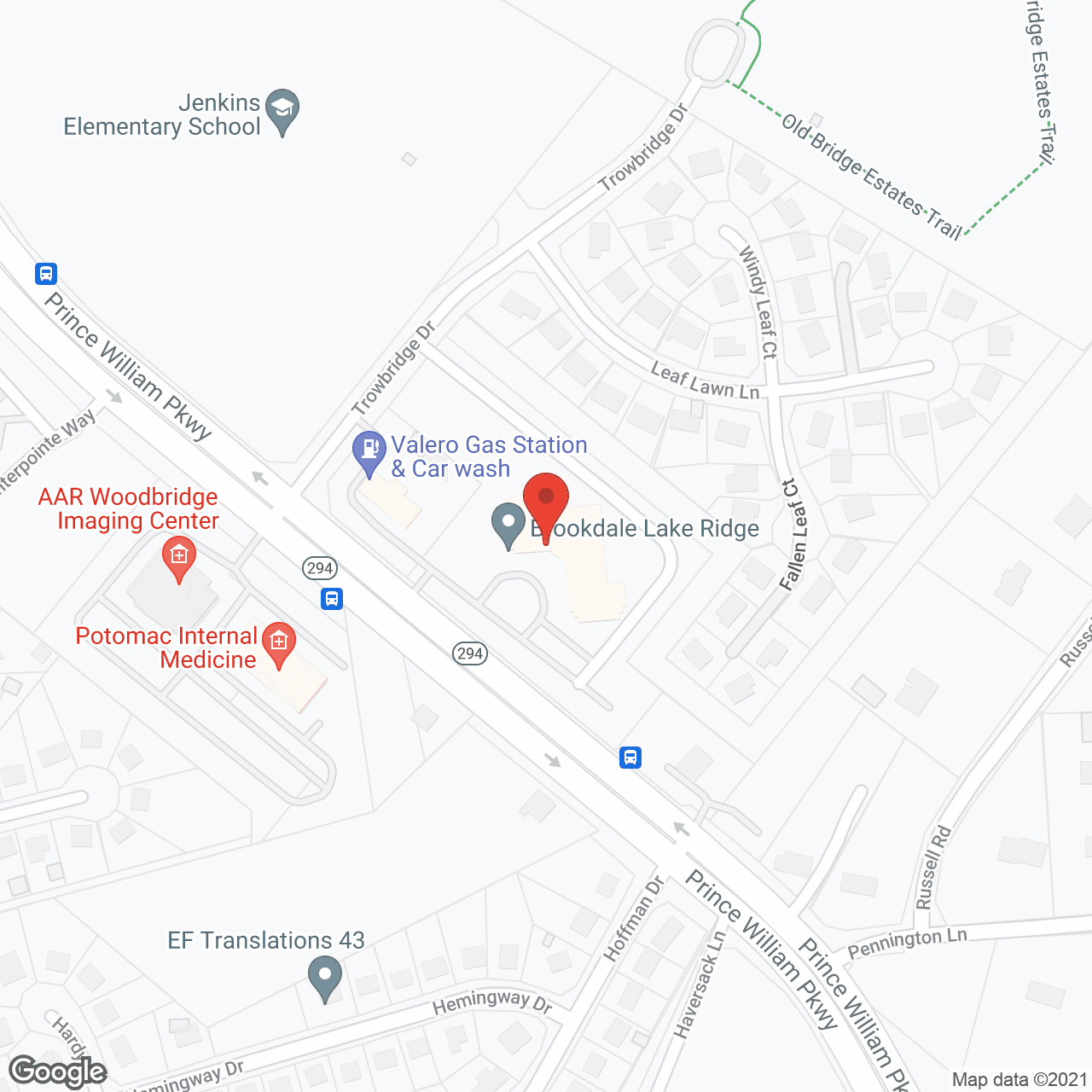 Map of the neighborhood around Brookdale Lake Ridge