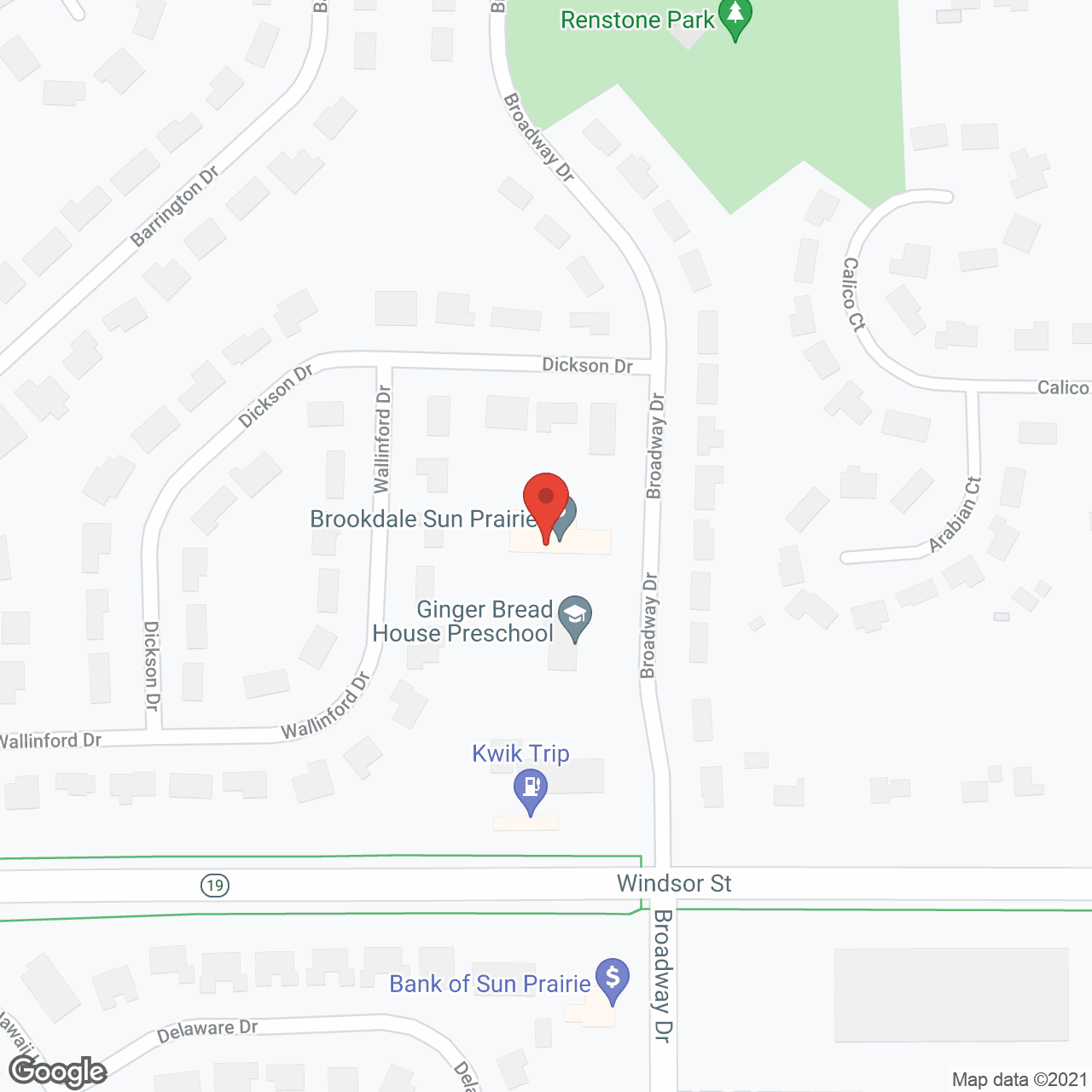 Map of the neighborhood around Brookdale Sun Prairie