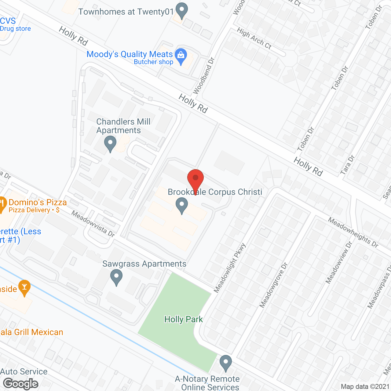 Map of the neighborhood around Brookdale Corpus Christi