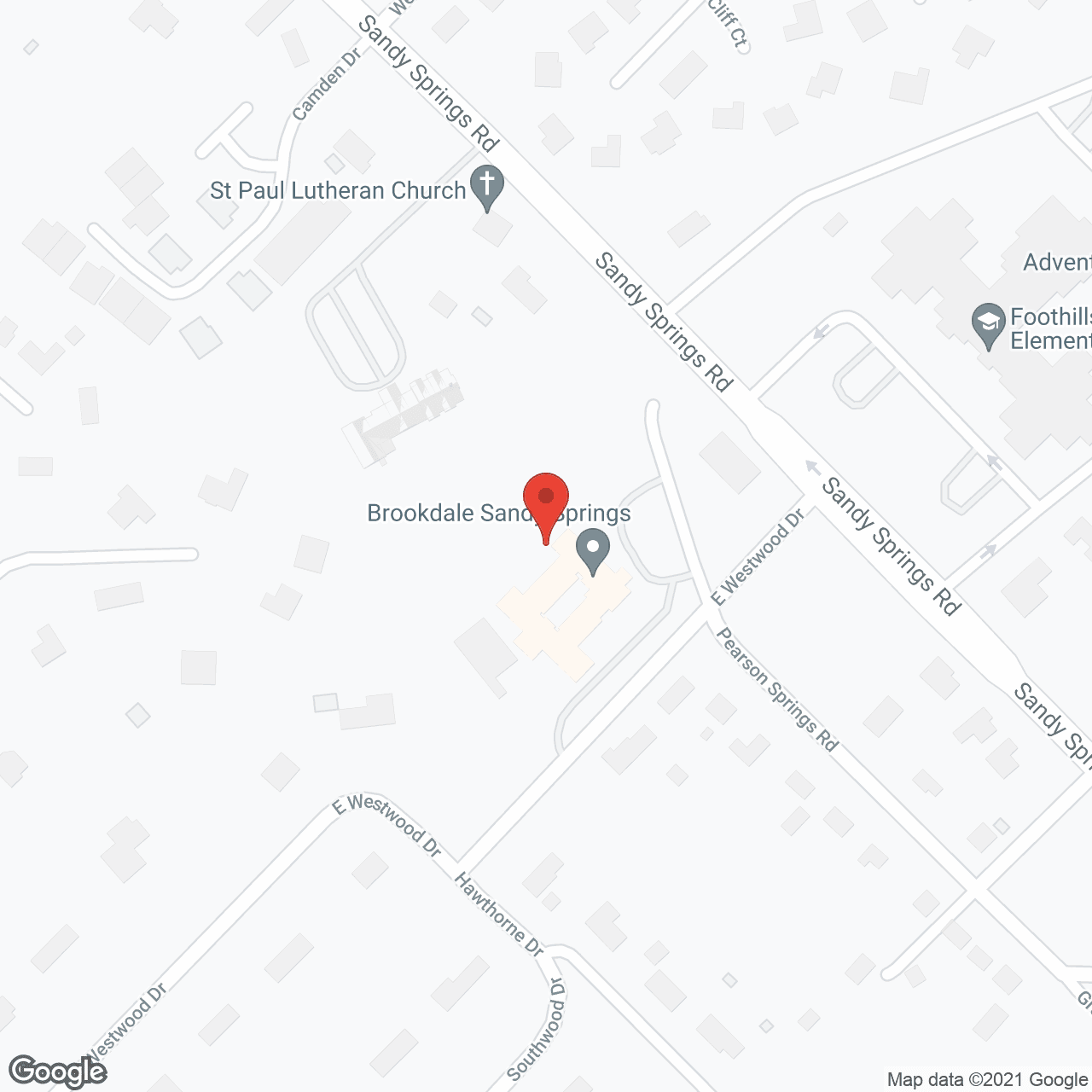 Map of the neighborhood around Brookdale Sandy Springs