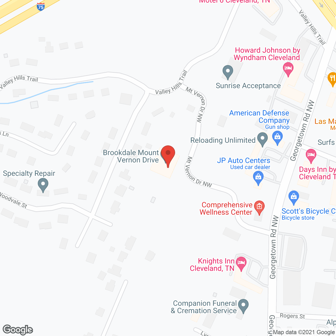 Map of the neighborhood around Brookdale Mount Vernon Drive