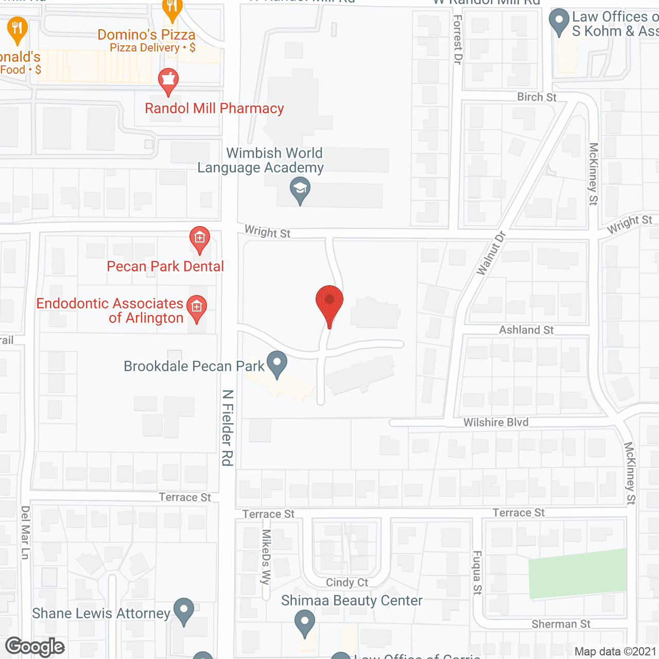 Map of the neighborhood around Brookdale Pecan Park