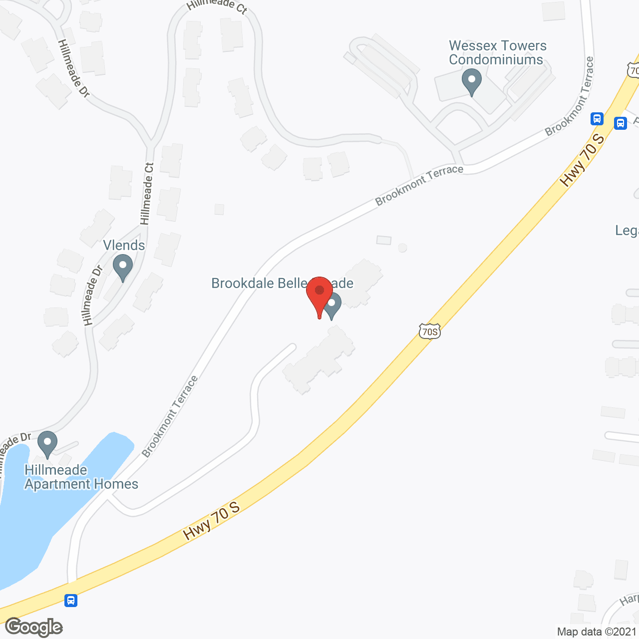 Map of the neighborhood around Brookdale Belle Meade